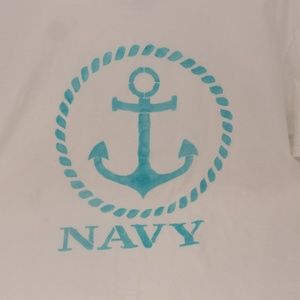 Hand Painted T-Shirt Navy Anchor XL George 100% Co